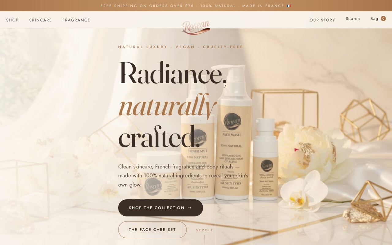 Natural skincare online store built by Bldscale