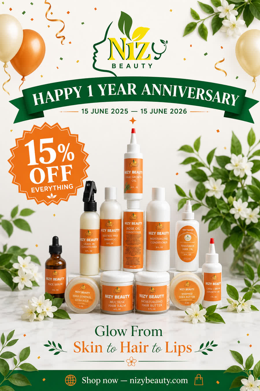 Beauty brand anniversary sale flyer